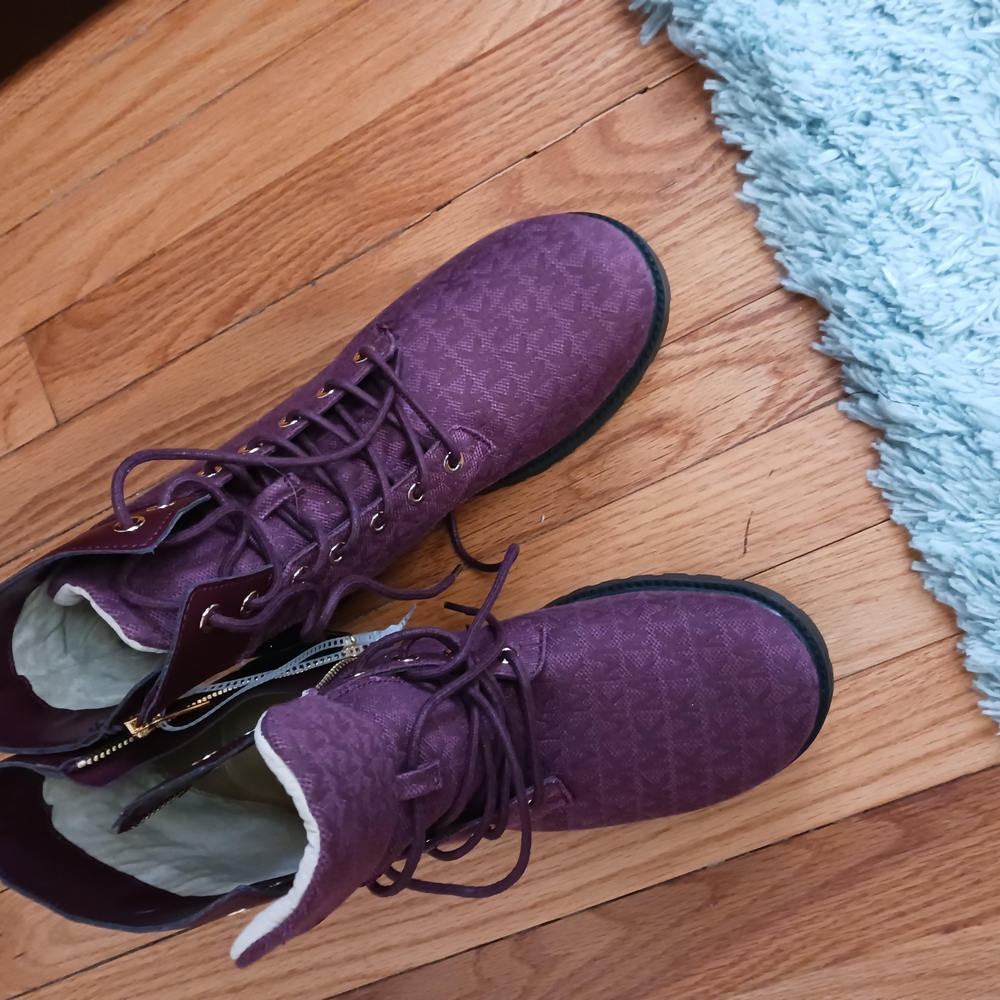 Purple Lace-Up Boots